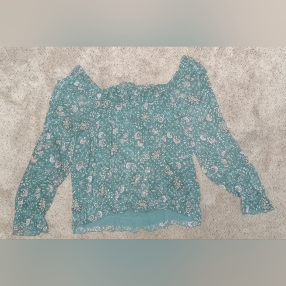 Women's DR2 by Daniel Rainn Floral Off Shoulder Floral Babydol Top Teal XXL